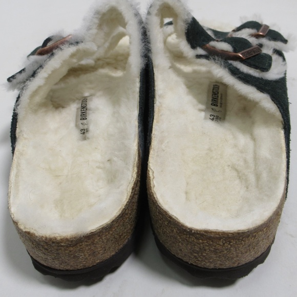 Birkenstock Men's Arizona Shearling Suede Leather Sandals Mountain View Green 10 - Picture 5 of 12